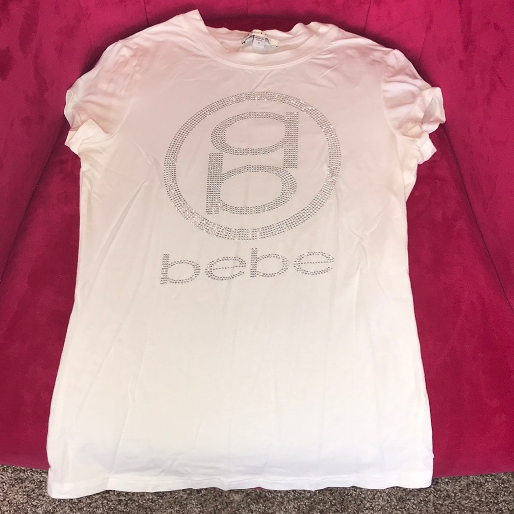 Bebe logo crystal white T-shirt small